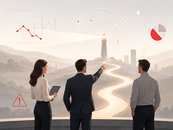 Project leaders analyzing data to anticipate risks and manage delivery with greater clarity